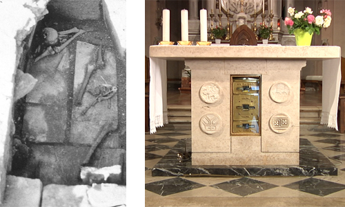 Tomba dei fratelli Canziani e reliquiari con le loro spoglie.